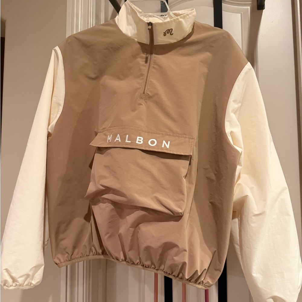 Malbon Two-Tone Cream & Tan Pullover Windbreaker